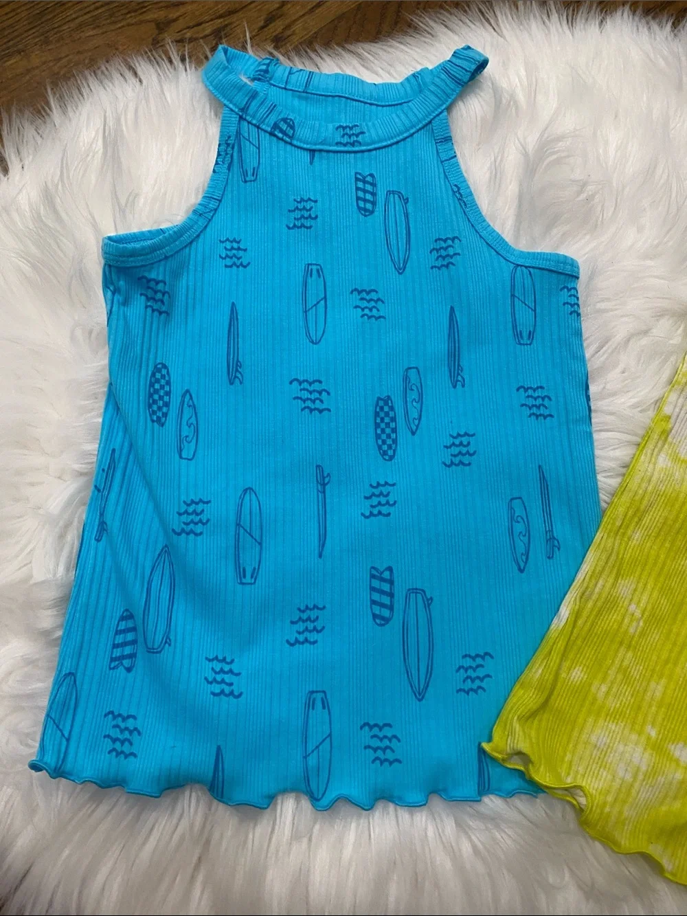 Girls 4/5 Hawaiian 🌺 Floral Racerback Bikini Set w Blue Green tanks